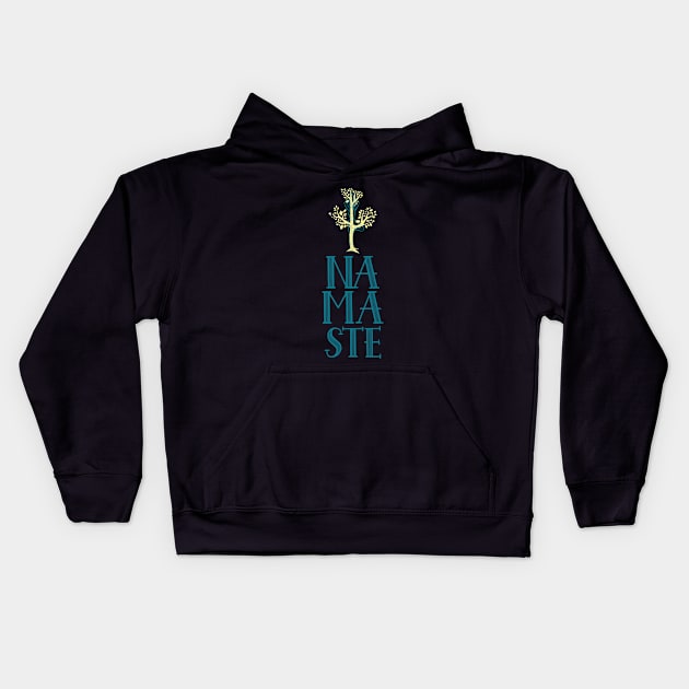 Namaste Tree OF Life Yoga Design Kids Hoodie by New East 